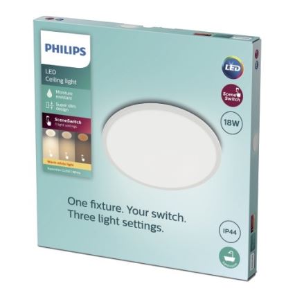 Philips - LED Dimbar bathroom Takbelysning SCENE SWITCH LED/18W/230V IP44 2700K