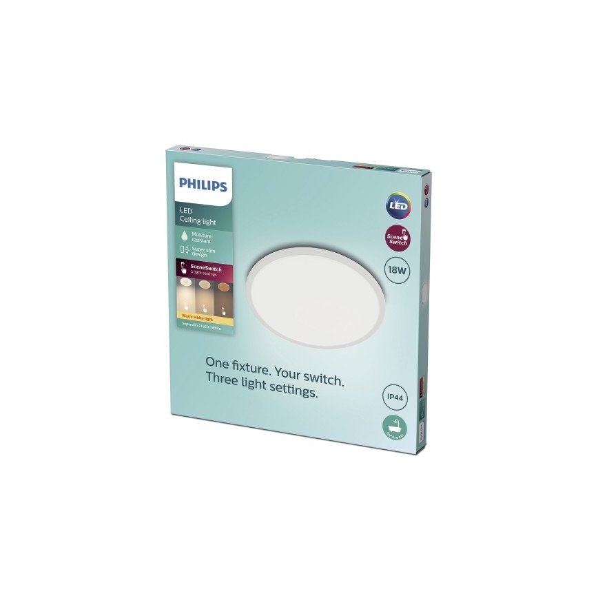 Philips - LED Dimbar bathroom Takbelysning SCENE SWITCH LED/18W/230V IP44 2700K