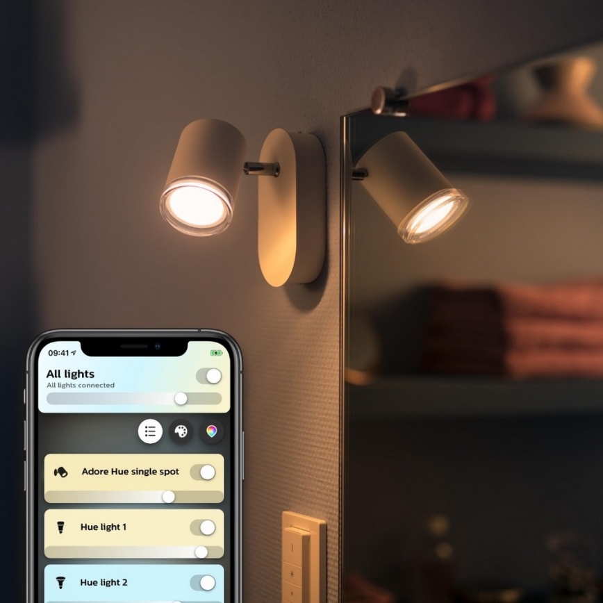 Philips - LED Dimbar Badrumsbelysning vägg Hue ADORE 1xGU10/5W/230V IP44 + Fjärrkontroll