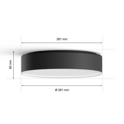Philips - LED Dimbar taklampa Hue LED/9,6W/230V 2200-6500K diameter 261 mm svart + fjärrkontroll