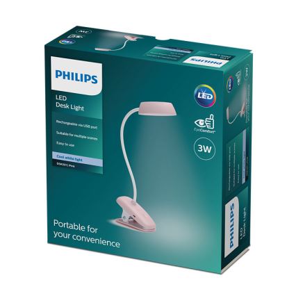 Philips - LED Dimbar lampa med klämma DONUTCLIP LED/3W/5V rosa