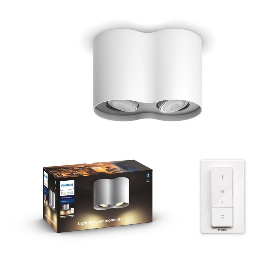 Philips - LED Dimbar Takbelysning Hue PILLAR 2xGU10/5W/230V + Fjärrkontroll