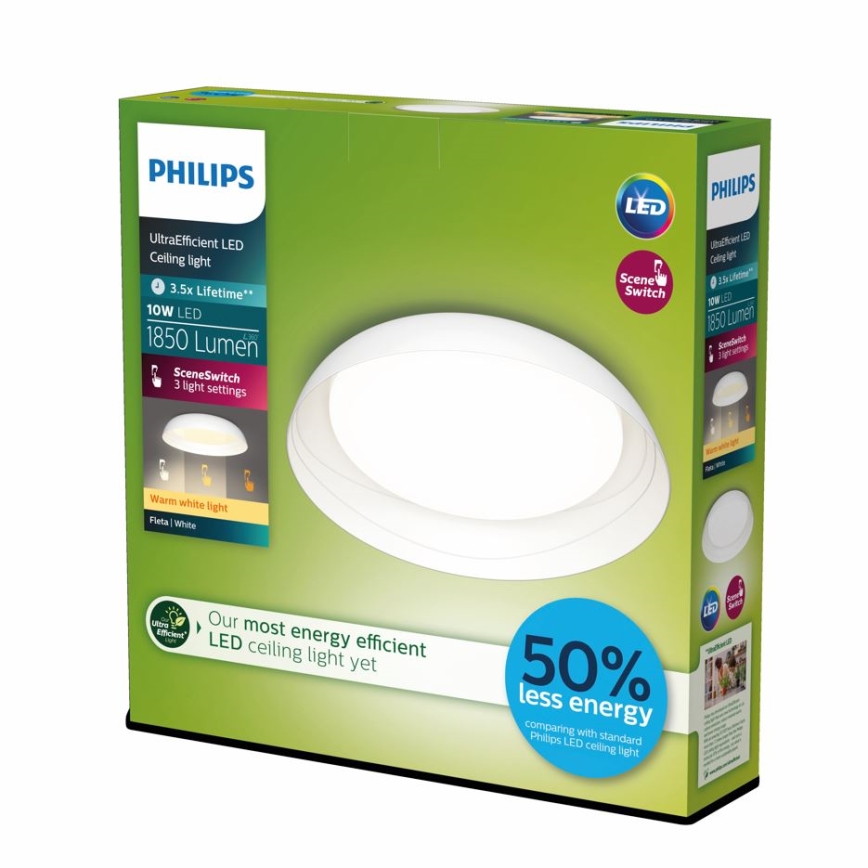 Philips - LED Dimbar taklampa FLETA SCENE SWITCH LED/10W/230V 2700K vit