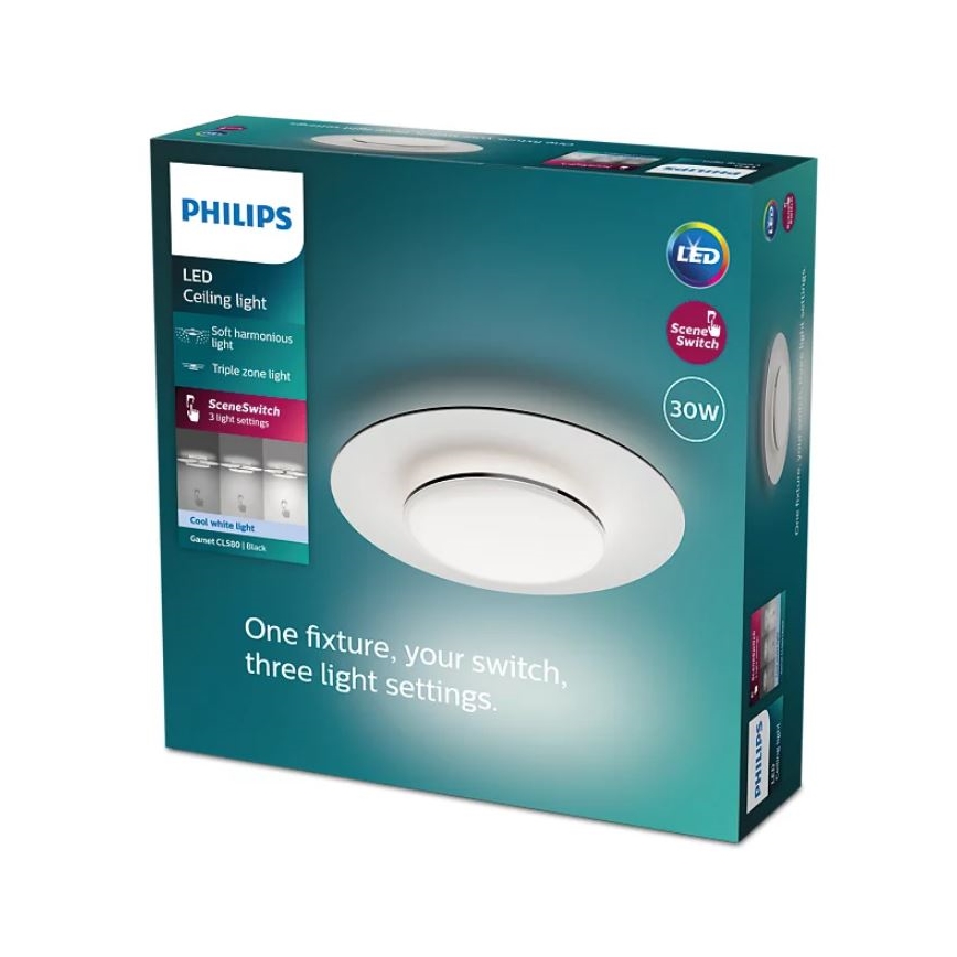 Philips- LED Dimbar taklampa SCENE SWITCH LED/30W/230V 4000K svart
