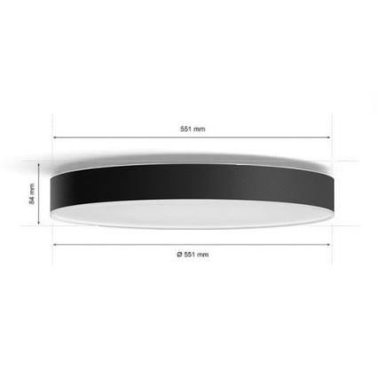 Philips - LED Dimbar taklampa Hue LED/48W/230V 2200-6500K diameter 551 mm svart + fjärrkontroll