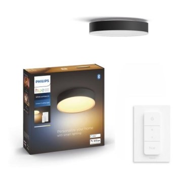 Philips - LED Dimbar taklampa Hue LED/9,6W/230V 2200-6500K diameter 261 mm svart + fjärrkontroll
