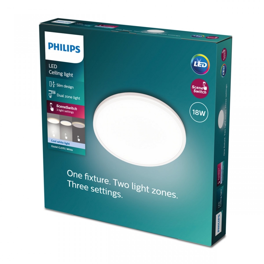 Philips - LED Dimbar taklampa SCENE SWITCH LED/18W/230V diameter 30 cm 4000K vit