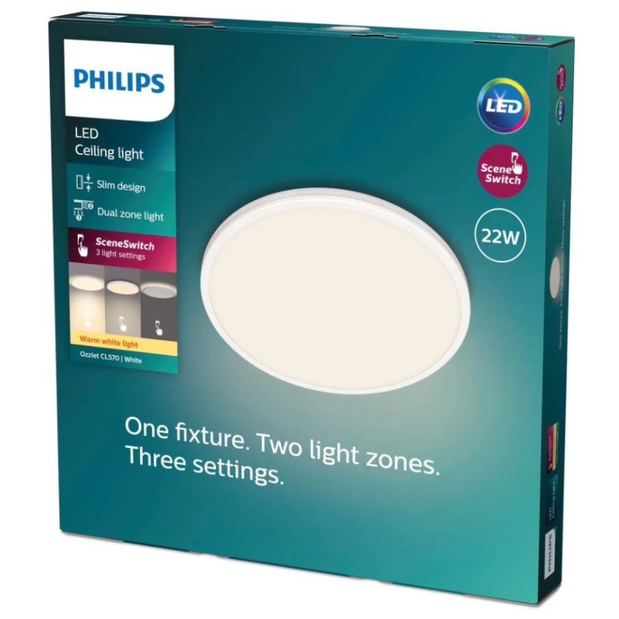 Philips - LED Dimbar taklampa SCENE SWITCH LED/22W/230V diameter 40 cm 2700K vit