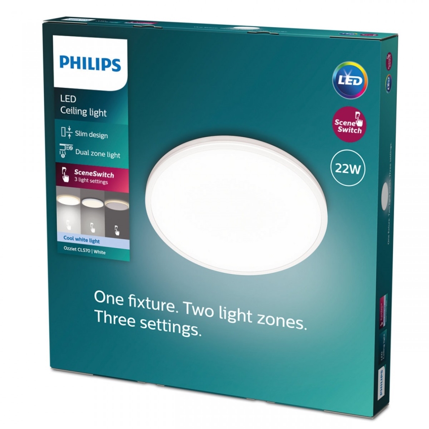 Philips - LED Dimbar taklampa SCENE SWITCH LED/22W/230V diameter 40 cm 4000K vit