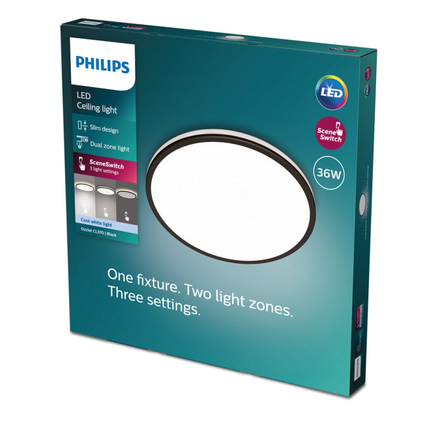 Philips - LED Dimbar taklampa SCENE SWITCH LED/36W/230V diameter 50 cm 4000K svart