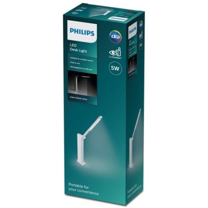 Philips - LED Dimbar touch bordslampa AMBER LED/5W/5V vit
