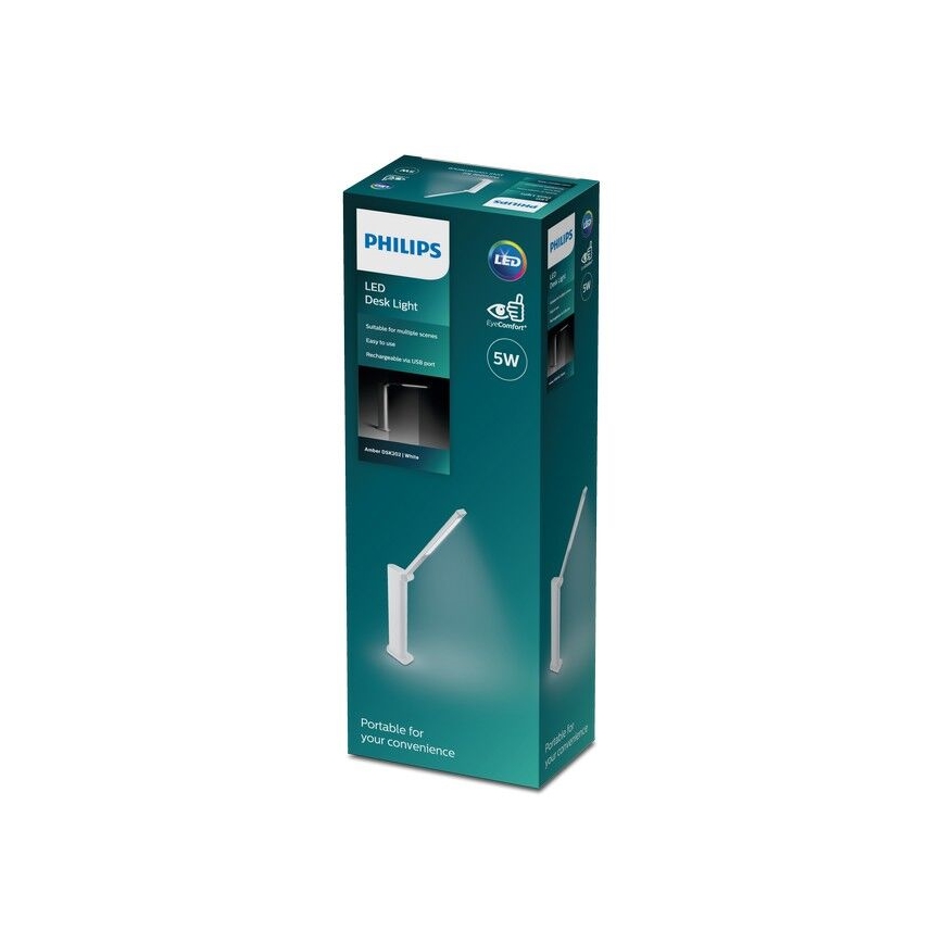 Philips - LED Dimbar touch bordslampa AMBER LED/5W/5V vit