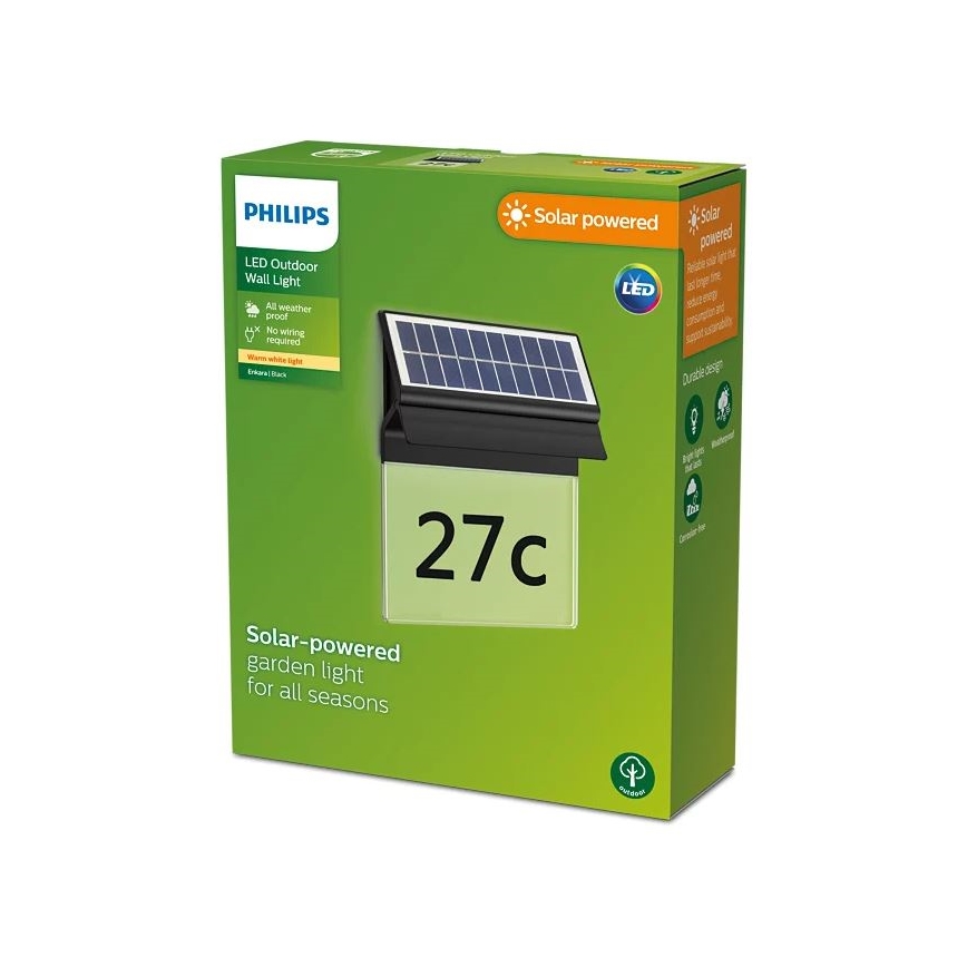 Philips - LED husnummer med solceller ENKARA LED/0,2W/3,7V 1800 mAh IP44
