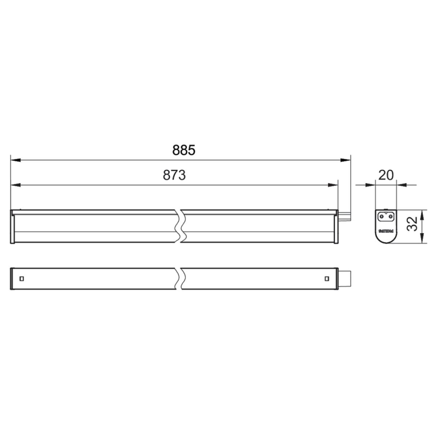 Philips - LED lampa för undersidan av köksskåp PROJECTLINE LED/9,6W/230V 3000/4000/6500K