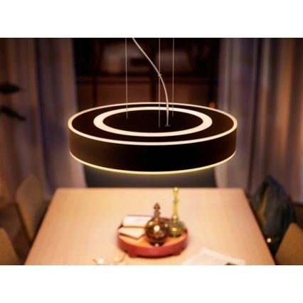Philips - LED ljusreglerad ljuskrona på textilsladd Hue LED/33,5W/230V 2200-6500K svart + fjärrkontroll