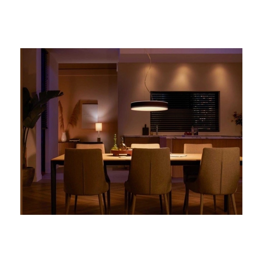 Philips - LED ljusreglerad ljuskrona på textilsladd Hue LED/33,5W/230V 2200-6500K svart + fjärrkontroll