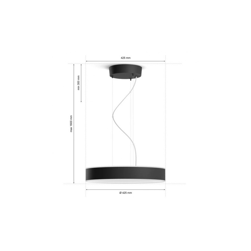 Philips - LED ljusreglerad ljuskrona på textilsladd Hue LED/33,5W/230V 2200-6500K svart + fjärrkontroll