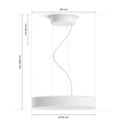 Philips - LED ljusreglerad ljuskrona på textilsladd Hue LED/33,5W/230V 2200-6500K vit + fjärrkontroll