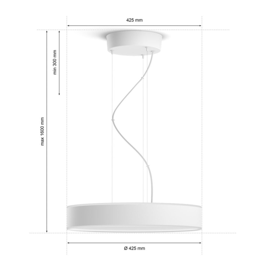 Philips - LED ljusreglerad ljuskrona på textilsladd Hue LED/33,5W/230V 2200-6500K vit + fjärrkontroll
