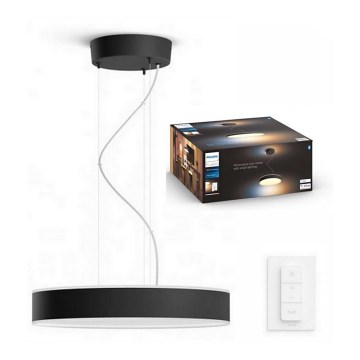 Philips - LED ljusreglerad ljuskrona på textilsladd Hue LED/33,5W/230V 2200-6500K svart + fjärrkontroll