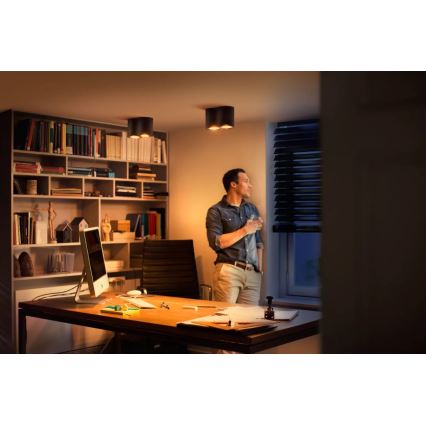 Philips - LED ljusreglerad spotlight Hue PILLAR 2xGU10/4,2W/230V 2200-6500K + fjärrkontroll svart