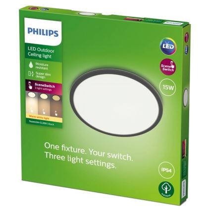 Philips - LED ljusreglerad utomhusbelysning SUPERSLIM SCENE SWITCH LED/15W/230V IP54 svart