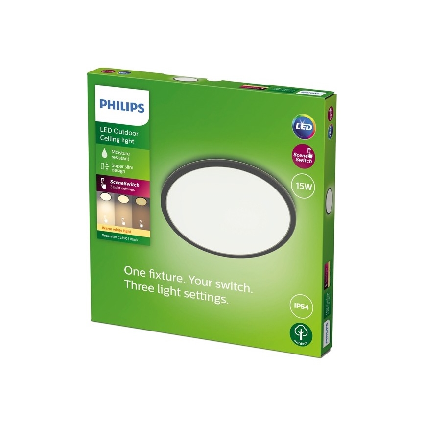 Philips - LED ljusreglerad utomhusbelysning SUPERSLIM SCENE SWITCH LED/15W/230V IP54 svart