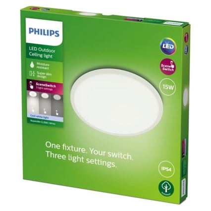 Philips - LED ljusreglerad utomhusbelysning SUPERSLIM SCENE SWITCH LED/15W/230V IP54 vit
