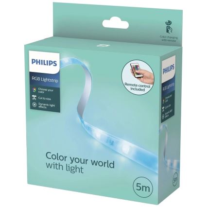 Philips - LED RGBW Dimbar Remsa 5m LED/12W/230V + Fjärrkontroll