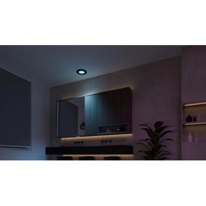 Philips - LED RGBW Ljusreglerad hängande badrumslampa Hue SLIM LED/8,3W/230V 2000-6500K IP44 svart