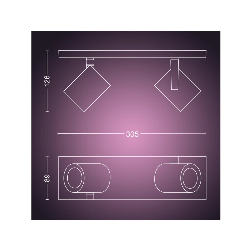Philips - LED RGBW Dimbar spotlight Hue ARGENTA 2xGU10/4,2W/230V 2000-6500K