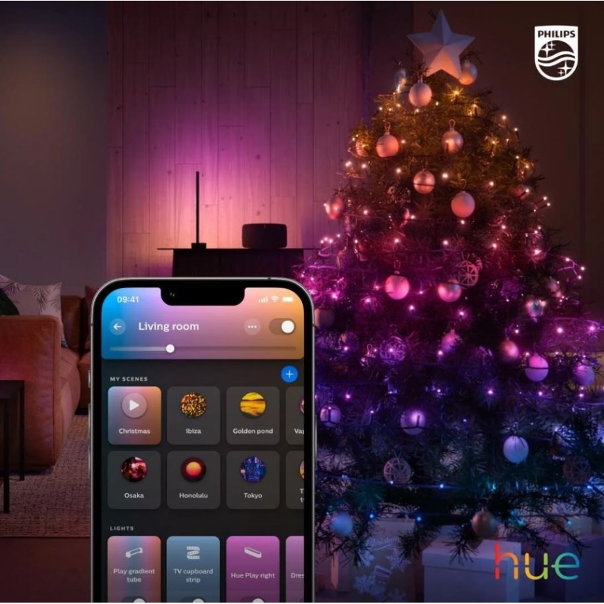 Philips - LED RGBW Ljusreglerad utomhus kedja HUE WHITE AND COLOR AMBIANCE 250xLED 24,4 m 2000-6500K IP54