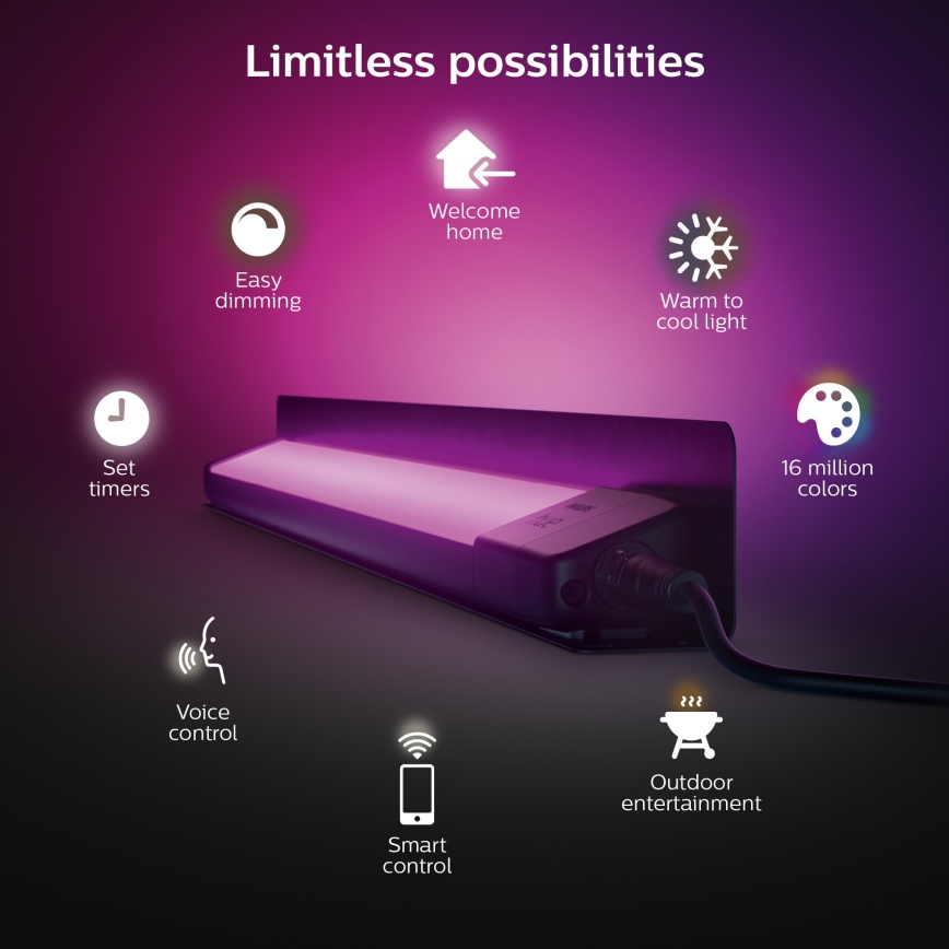 Philips - LED RGBW Ljusreglerad utomhusbelysning Hue White och Color Ambiance LED/20W/24V IP65