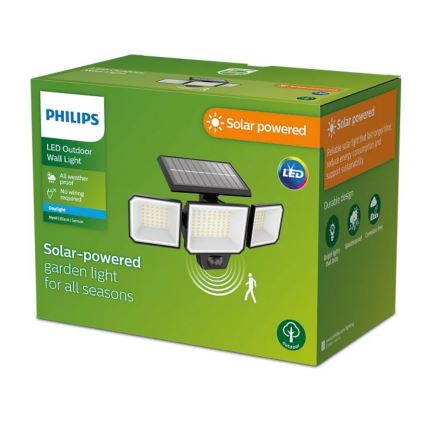 Philips -  LED Solcell vägg strålkastare med sensor NYSIL 3xLED/8,7W/3,7V 2000 mAh IP65