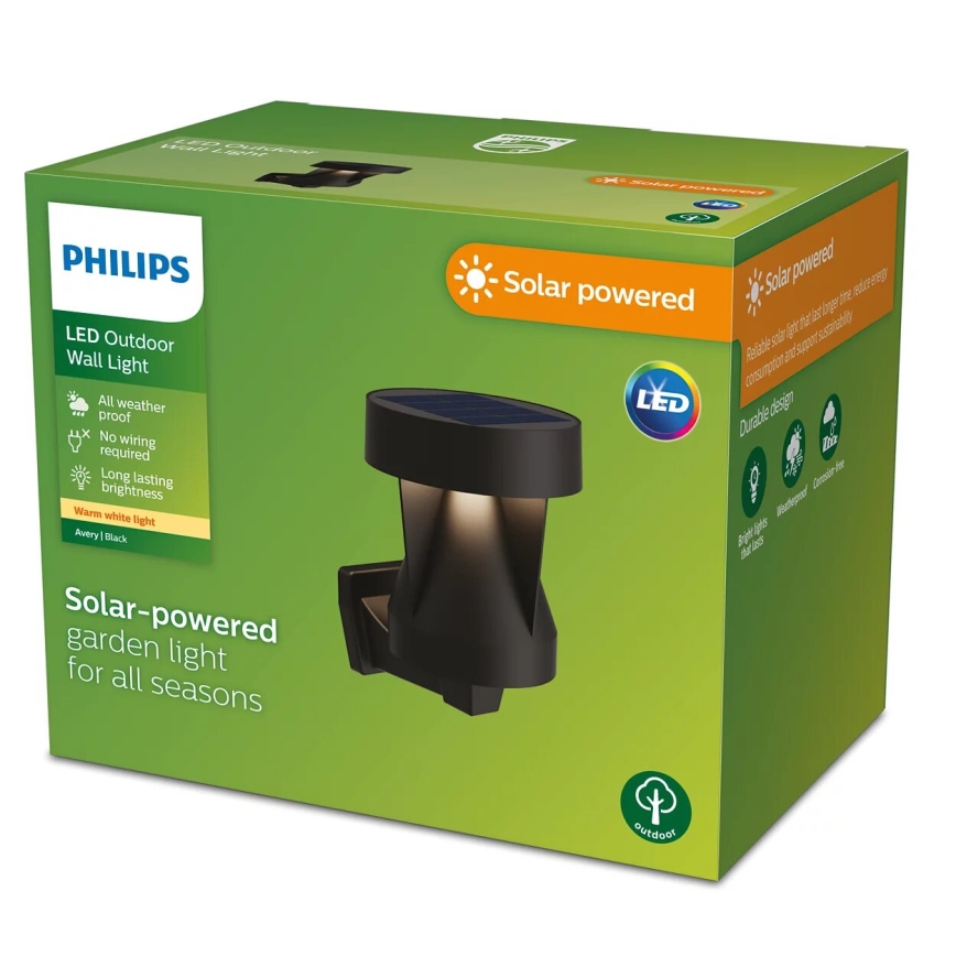 Philips - LED solcell väggbelysning AVERY LED/1,8W/3,7V 2700K IP44