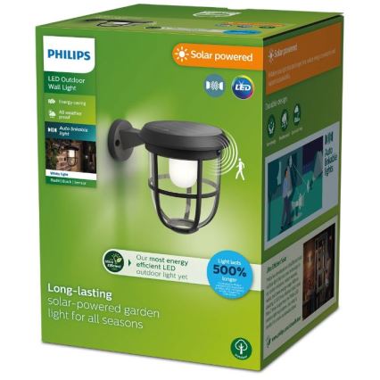 Philips - LED solcell väggbelysning med sensor RADII LED/1,3W/3,7V 3000K IP44