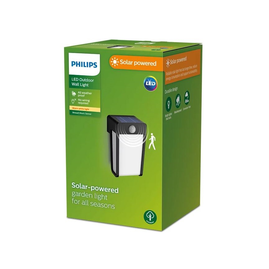 Philips - LED solcell väggbelysning med sensor SHROUD LED/2,3W/3,7V IP44