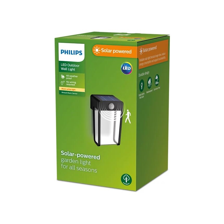Philips - LED solcell väggbelysning med sensor SHROUD LED/2,3W/3,7V IP44