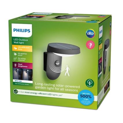 Philips - LED solcell väggbelysning med sensor LED/1,2W/4V 1800 mAh 3000K IP44