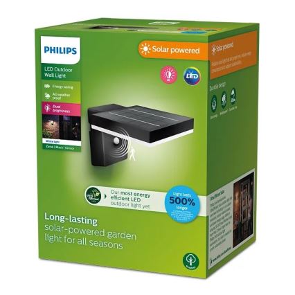 Philips - LED solcell väggbelysning med sensor ZONAL LED/1,3W/3,7V IP44