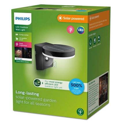 Philips - LED solcell väggbelysning med sensor ZONAL LED/1,3W/3,7V IP44