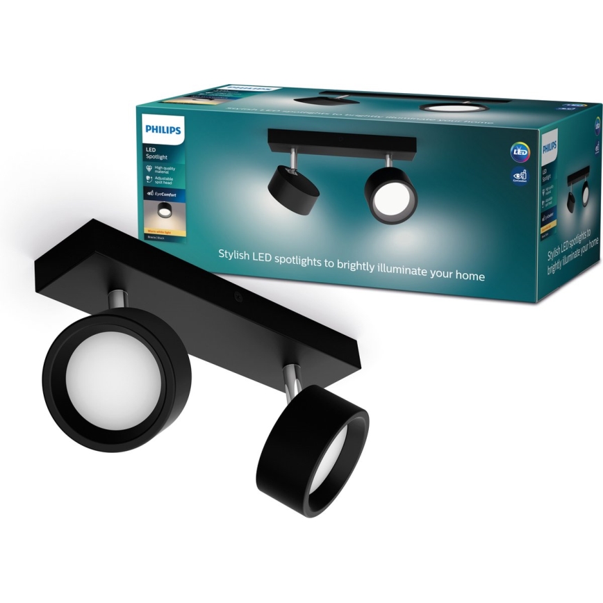 Philips - LED spotlight 2xLED/5,5W/230V svart