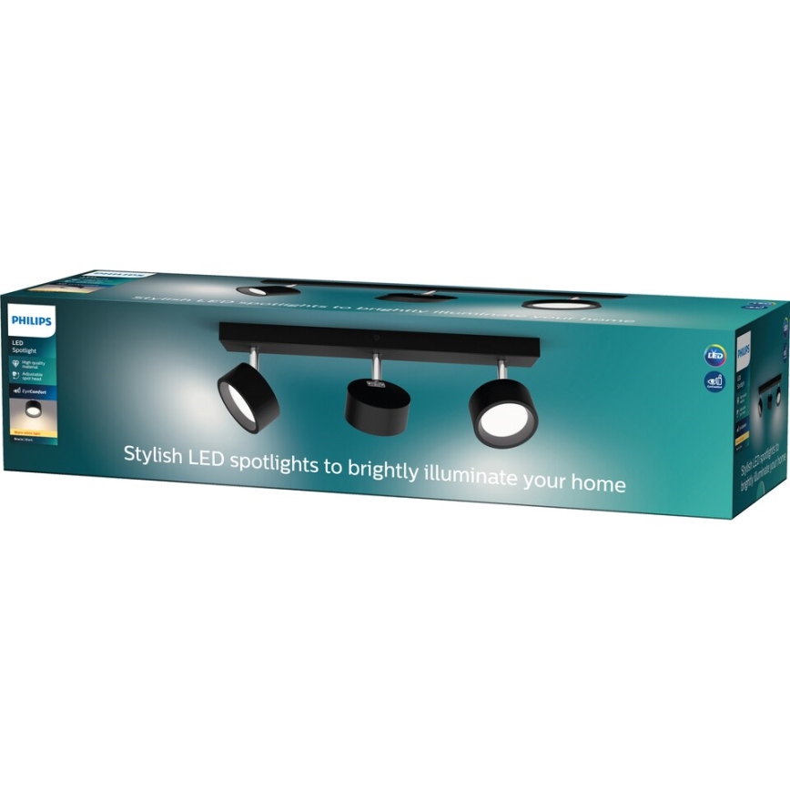 Philips - LED spotlight 3xLED/5,5W/230V svart