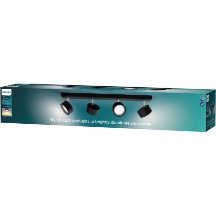 Philips - LED spotlight 4xLED/5,5W/230V svart