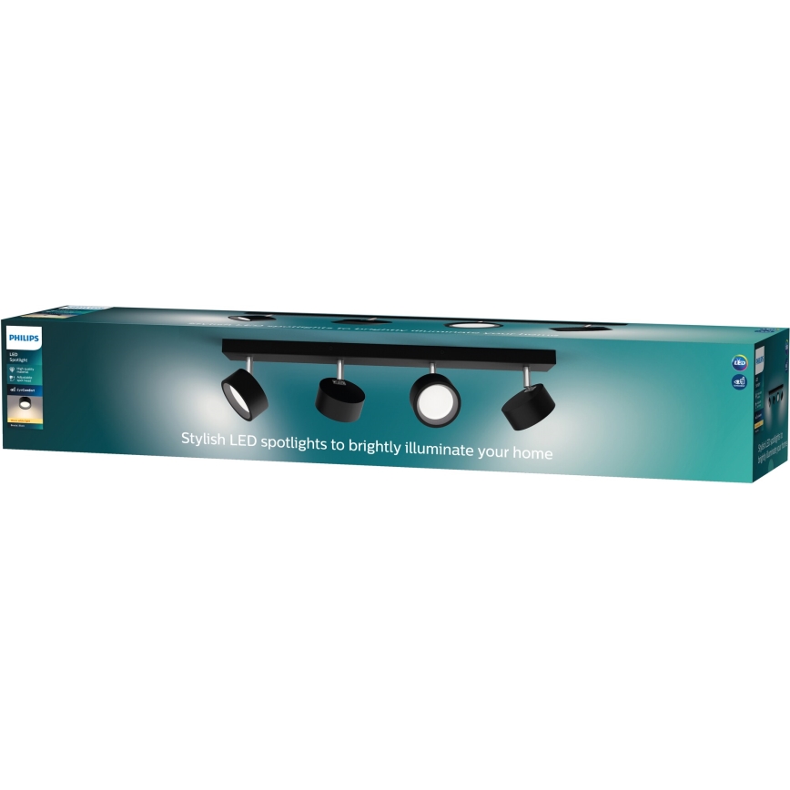 Philips - LED spotlight 4xLED/5,5W/230V svart