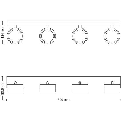 Philips - LED spotlight 4xLED/5,5W/230V svart