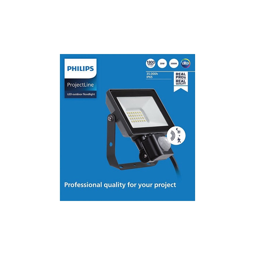 Philips - LED strålkastare för utomhusbruk med en sensor PROJECTLINE LED/20W/230V IP65 3000K