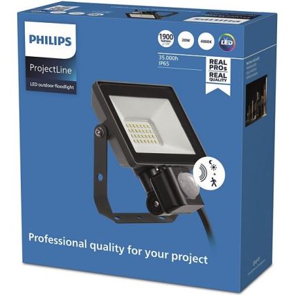 Philips - LED strålkastare för utomhusbruk med en sensor PROJECTLINE LED/20W/230V IP65 4000K