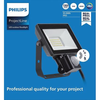 Philips - LED strålkastare för utomhusbruk med en sensor PROJECTLINE LED/20W/230V IP65 4000K