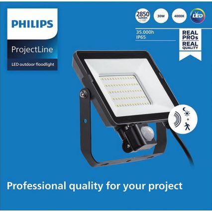 Philips - LED strålkastare för utomhusbruk med en sensor PROJECTLINE LED/30W/230V IP65 4000K